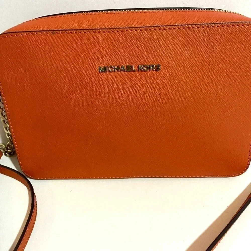 Michael kors orange saffiano leather crossbody handbag - Picture 7 of 15